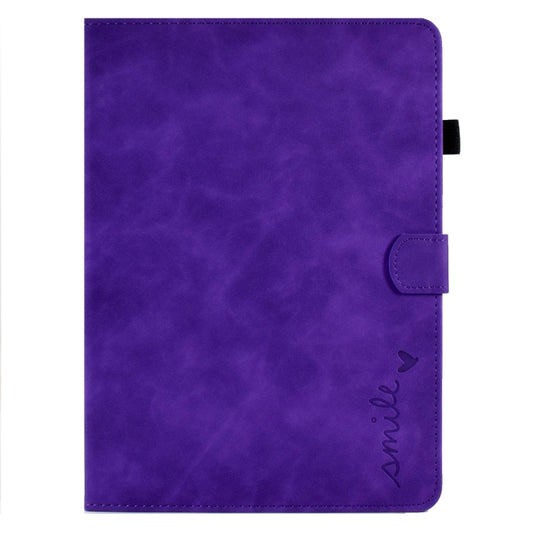 For iPad Air 2022 / 2020 10.9 Embossed Smile Flip Tablet Leather Smart Case(Purple) - iPad Air (2022) / (2020) 10.9 Cases by buy2fix | Online Shopping UK | buy2fix