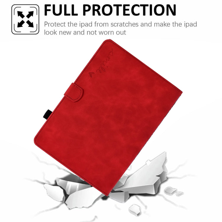 For iPad 9.7 2018&2017 / Air 2 / Air Embossed Smile Flip Tablet Leather Smart Case(Red) - iPad 9.7 (2018) & (2017) Cases by buy2fix | Online Shopping UK | buy2fix