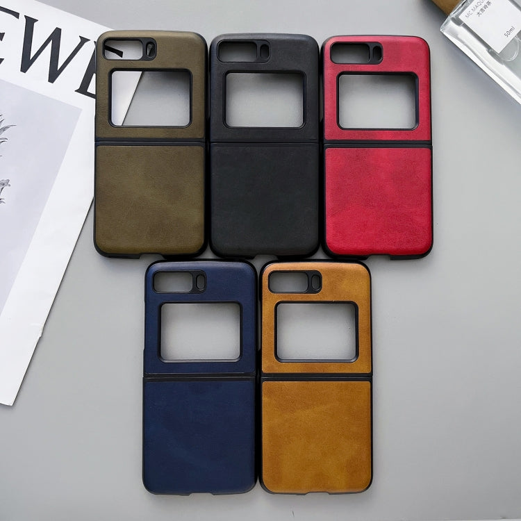 For Motorola Moto Razr 2022 Two-color Cowhide Texture Top-grain Leather Phone Case(Black) by buy2fix