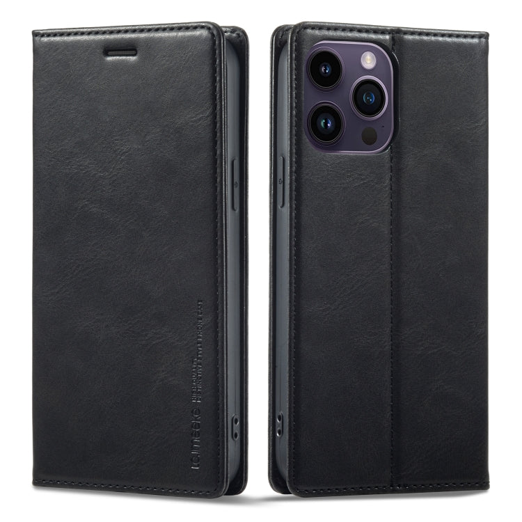 For iPhone 14 Pro Max LC.IMEEKE RFID Anti-theft Leather Phone Case(Black) - iPhone 14 Pro Max Cases by LC.IMEEKE | Online Shopping UK | buy2fix
