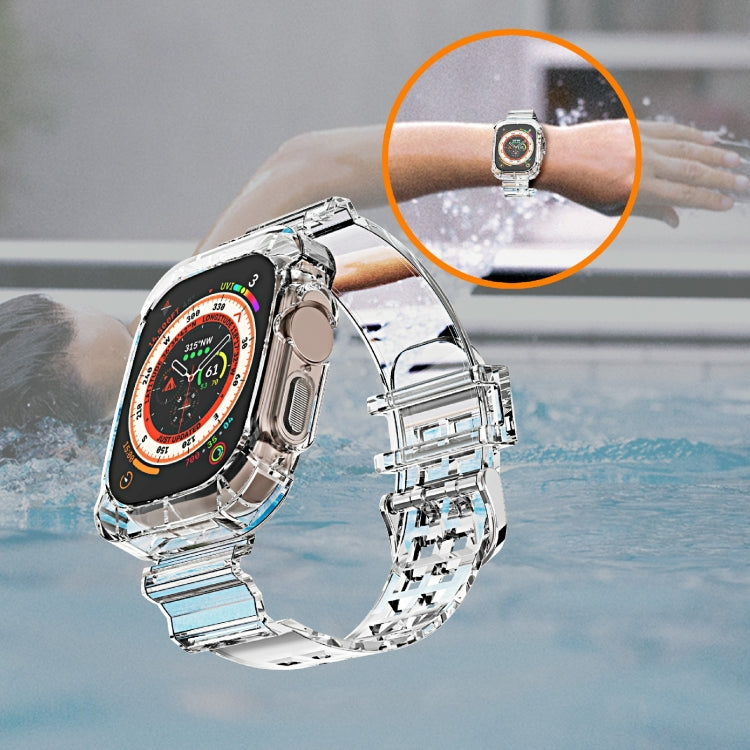 For Apple Watch Ultra 49mm Glacier Transparent TPU Integrated Watch Band(Rose Red) by buy2fix
