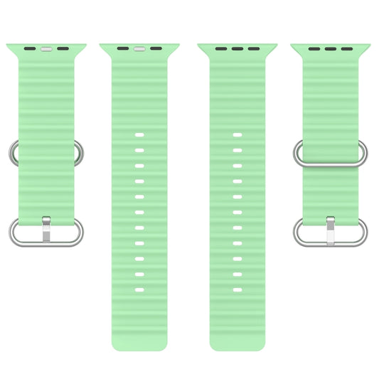 Ocean Silicone Watch Band for Apple Watch Series 8&7 41mm / SE 2&6&SE&5&4 40mm / 3&2&1 38mm (Pistachio Green) by buy2fix