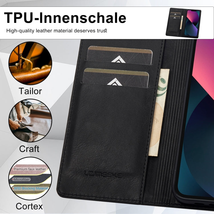 For iPhone 13 LC.IMEEKE RFID Anti-theft Leather Phone Case(Black) - iPhone 13 Cases by LC.IMEEKE | Online Shopping UK | buy2fix