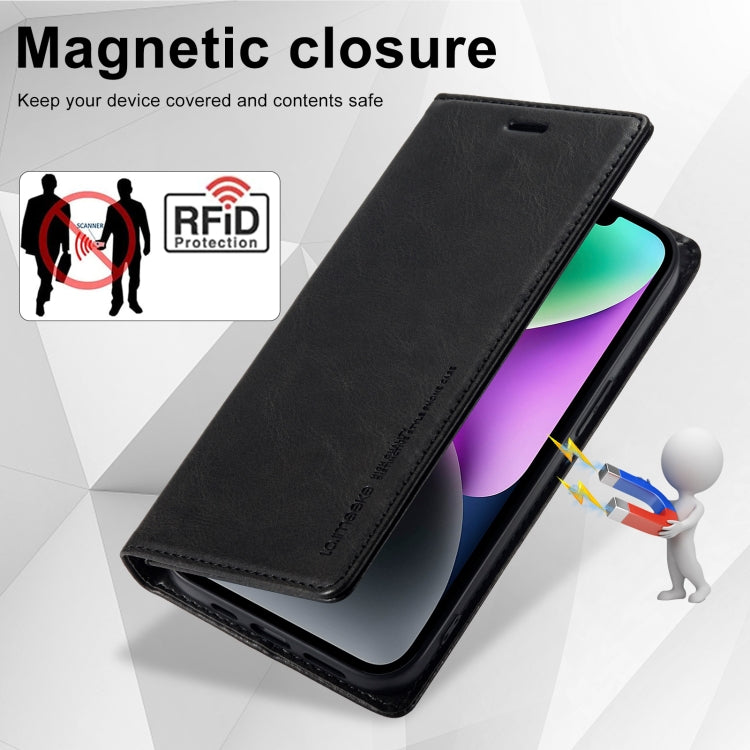 For iPhone 14 LC.IMEEKE RFID Anti-theft Leather Phone Case(Black) - iPhone 14 Cases by LC.IMEEKE | Online Shopping UK | buy2fix