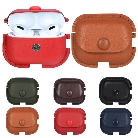 For AirPods Pro 2 Litchi Texture PU Leather Earphone Protective Case with Hook(Red) by buy2fix