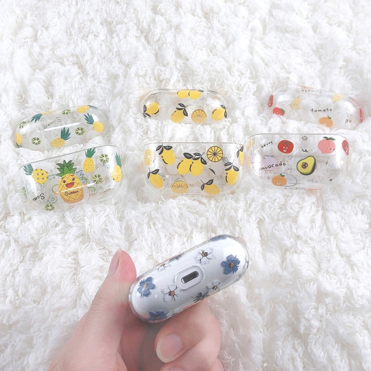 For AirPods Pro 2 Bronzing Fruit Pattern PC Earphone Hard Protective Case(Orange) by buy2fix