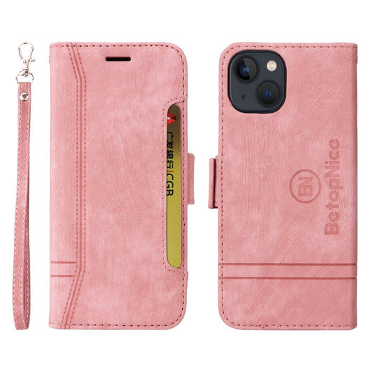 For iPhone 14 BETOPNICE Dual-side Buckle Leather Phone Case(Pink) - iPhone 14 Cases by BETOPNICE | Online Shopping UK | buy2fix