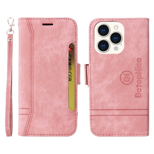 For iPhone 14 Pro BETOPNICE Dual-side Buckle Leather Phone Case(Pink) - iPhone 14 Pro Cases by BETOPNICE | Online Shopping UK | buy2fix