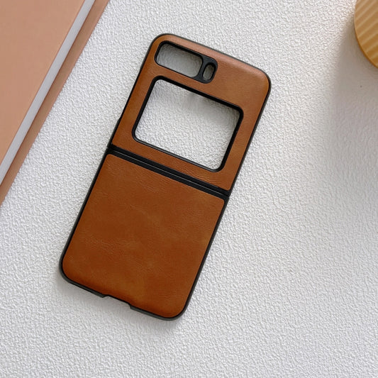 For Motorola Moto Razr 2022 Cowhide Texture PU Phone Case(Brown) by buy2fix