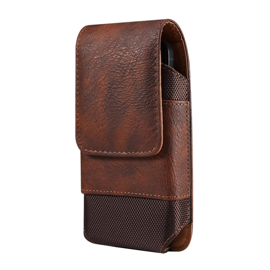 For 6.7-6.9 inch Mobile Phone Cowhide Texture Oxford Cloth Waist Bag(Brown) by buy2fix