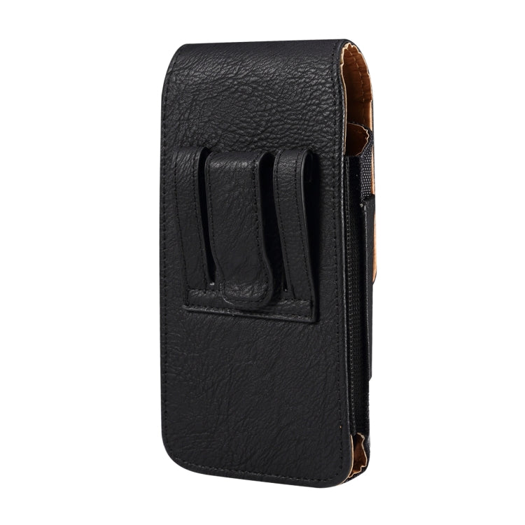 For 7.0 inch Mobile Phone Cowhide Texture Oxford Cloth Waist Bag(Black) - by buy2fix | Online Shopping UK | buy2fix