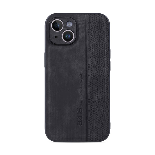 For iPhone 14 AZNS 3D Embossed Skin Feel Phone Case(Black) - iPhone 14 Cases by AZNS | Online Shopping UK | buy2fix