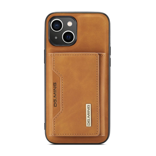 For iPhone 14 Plus DG.MING M2 Series 3-Fold Card Bag Leather Case(Brown) by DG.MING
