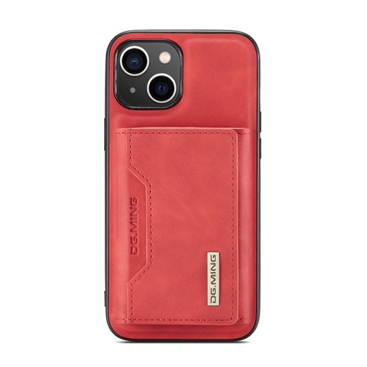 For iPhone 14 Plus DG.MING M2 Series 3-Fold Card Bag Leather Case(Red) by DG.MING