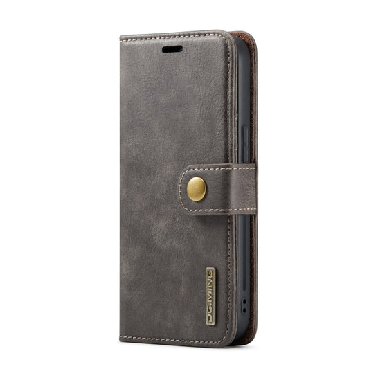 For iPhone 14 Plus DG.MING Crazy Horse Texture Detachable Magnetic Leather Case(Grey) by DG.MING