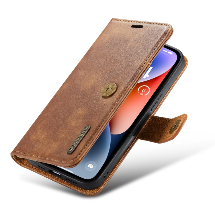For iPhone 14 Plus DG.MING Crazy Horse Texture Detachable Magnetic Leather Case(Brown) by DG.MING
