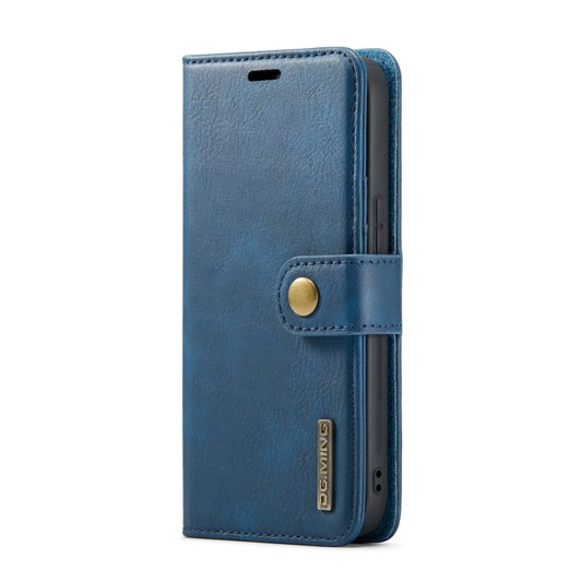 For iPhone 14 Plus DG.MING Crazy Horse Texture Detachable Magnetic Leather Case(Blue) by DG.MING