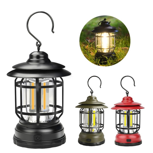 Portable Retro Hanging Lamp Lantern Camping Tent Light, Type:USB Charging(Black) by buy2fix