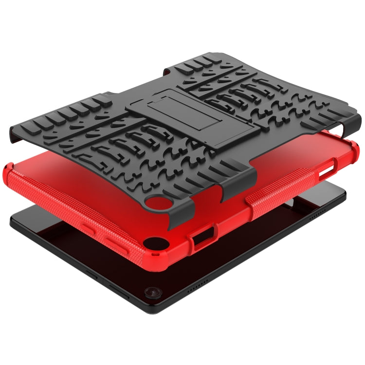 For Lenovo Tab M10 3rd Gen Tire Texture TPU + PC Tablet Case with Holder(Red) by buy2fix