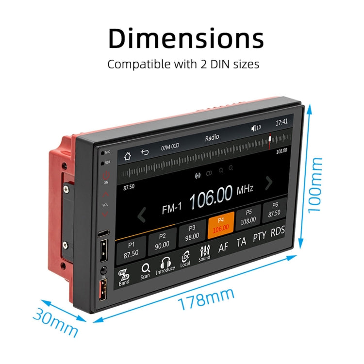 FS02C 7 inch HD Capacitive Touch Screen Car MP5 Player Supports Bluetooth Reverse&Mobile Phone Internet&Wired CarPlay + Android Auto - Car MP3 & MP4 & MP5 by buy2fix | Online Shopping UK | buy2fix