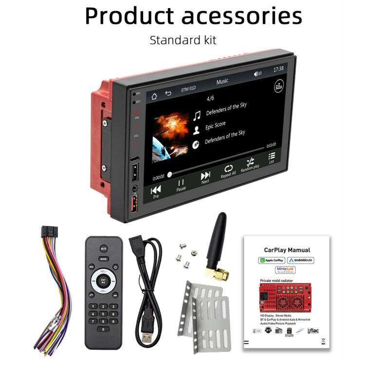 FS02C 7 inch HD Capacitive Touch Screen Car MP5 Player Supports Bluetooth Reverse&Mobile Phone Internet&Wired CarPlay + Android Auto - Car MP3 & MP4 & MP5 by buy2fix | Online Shopping UK | buy2fix