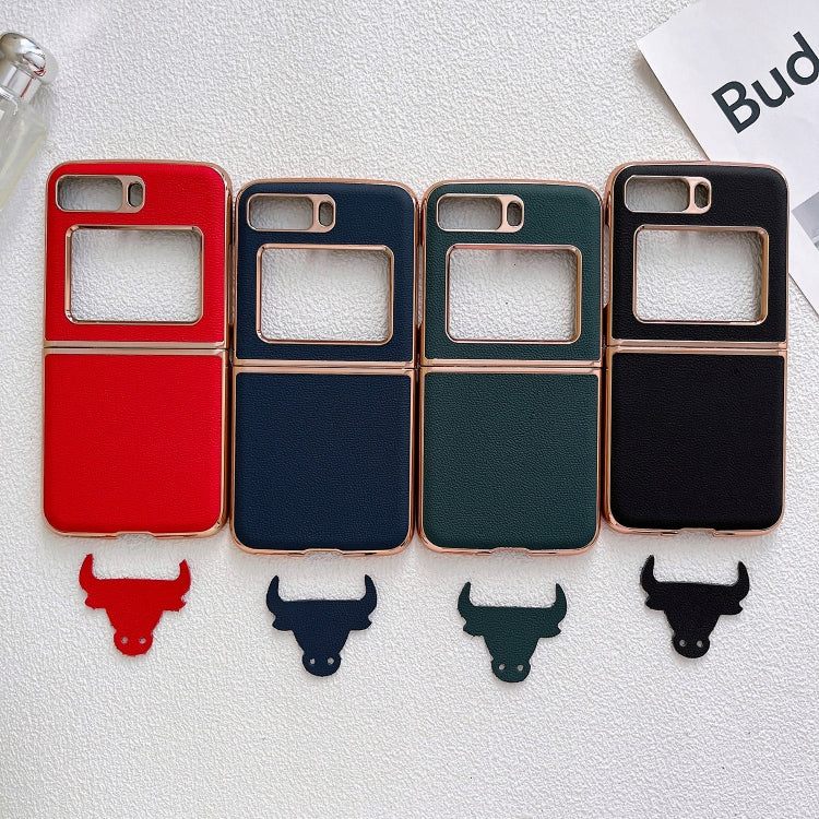 For Motorola Moto Razr 2022 Genuine Leather Luolai Series Nano Plating Phone Case(Black) by buy2fix