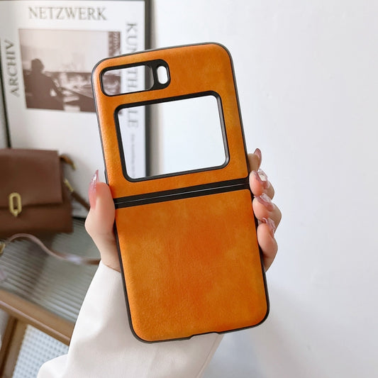 For Motorola Moto Razr 2022 Two-color Litchi Texture PU Phone Case(Orange) by buy2fix