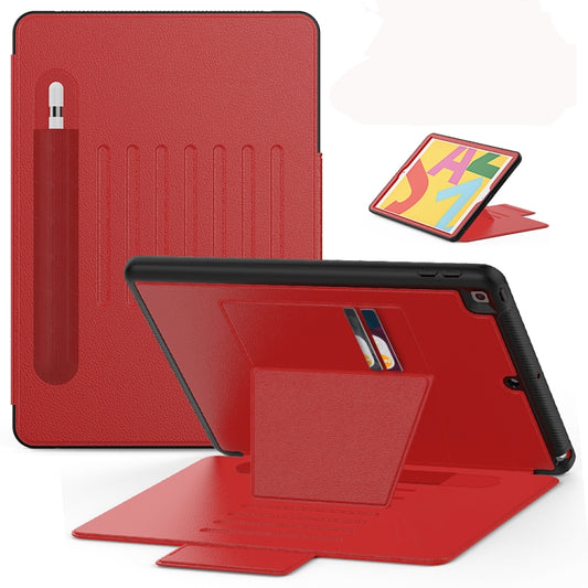 For iPad 10.2 Multifunctional Tablet PC Protective Leather Case with Bracket & Card Slots & Pen Slot & Wake-up / Sleep Function(Red) - iPad 10.2 Cases by buy2fix | Online Shopping UK | buy2fix