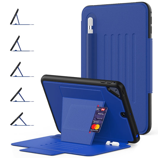 For iPad Mini 5 Multifunctional Tablet PC Protective Leather Case with Bracket & Card Slots & Pen Slot & Wake-up / Sleep Function(Blue) - iPad 10.2 Cases by buy2fix | Online Shopping UK | buy2fix