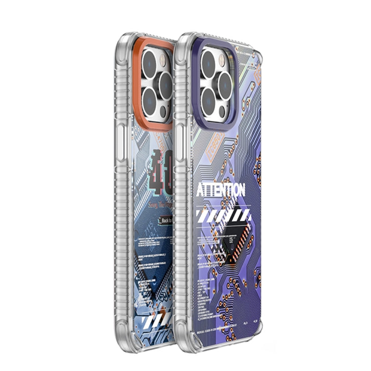For iPhone 14 Mutural Modern Series Circuit Board Printed Phone Case(Blue) - iPhone 14 Cases by Mutural | Online Shopping UK | buy2fix