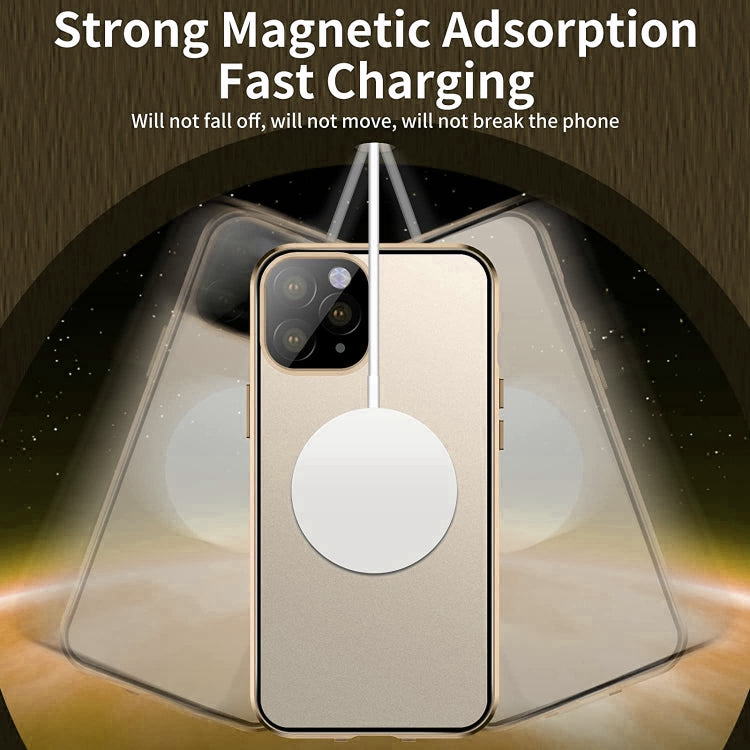 For iPhone 14 Plus 360 Full Body Magnetic Frosted Magsafe Phone Case(Gold) - iPhone 14 Plus Cases by buy2fix | Online Shopping UK | buy2fix