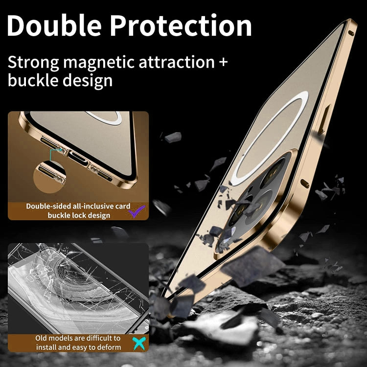 For iPhone 14 Plus 360 Full Body Magnetic Frosted Magsafe Phone Case(Gold) - iPhone 14 Plus Cases by buy2fix | Online Shopping UK | buy2fix