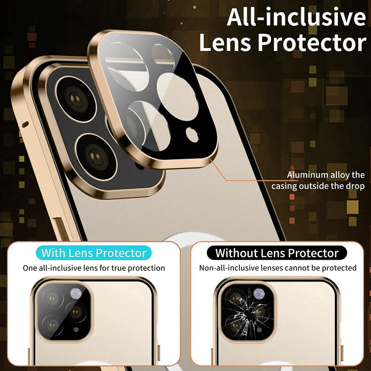 For iPhone 14 Plus 360 Full Body Magnetic Frosted Magsafe Phone Case(Gold) - iPhone 14 Plus Cases by buy2fix | Online Shopping UK | buy2fix