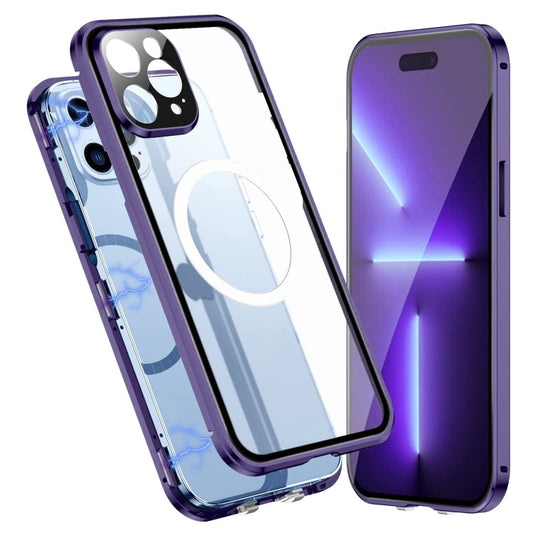 For iPhone 14 Pro 360 Full Body Magnetic Frosted Magsafe Phone Case(Deep Purple) - iPhone 14 Pro Cases by buy2fix | Online Shopping UK | buy2fix