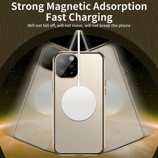 For iPhone 14 Pro 360 Full Body Magnetic Frosted Magsafe Phone Case(Black) by buy2fix