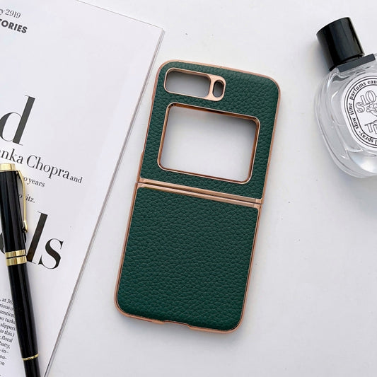 For Motorola Moto Razr 2022 Star Series Nano Electroplating PU Phone Case(Forest Green) by buy2fix