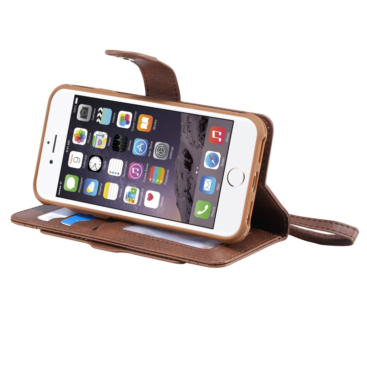 For iPhone 6 / 7 / 8 Multifunctional Detachable Magnetic Horizontal Flip Leather Case with Card Slots & Holder & Wallet & Photo Frame(Coffee) - More iPhone Cases by buy2fix | Online Shopping UK | buy2fix
