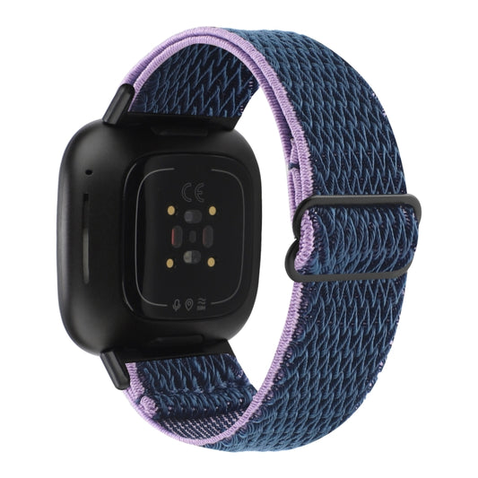 For Fitbit Versa 4 / Sense 2 Universal Wave Nylon Watch Band(Midnight Blue) by buy2fix