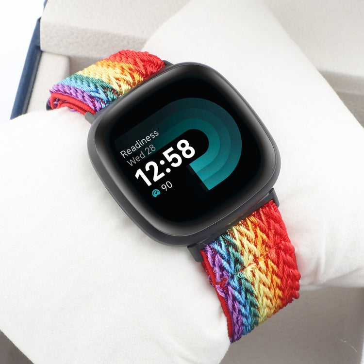 For Fitbit Versa 4 / Sense 2 Universal Wave Nylon Watch Band(Rainbow) - Watch Bands by buy2fix | Online Shopping UK | buy2fix
