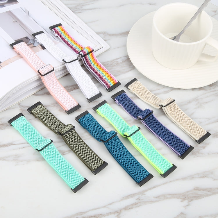 For Fitbit Versa 4 / Sense 2 Universal Wave Nylon Watch Band(White Black) - Watch Bands by buy2fix | Online Shopping UK | buy2fix