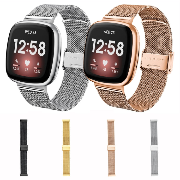 For Fitbit Versa 4 / Sense 2 Universal Metal Stainless Steel Buckle Watch Band(Black) by buy2fix