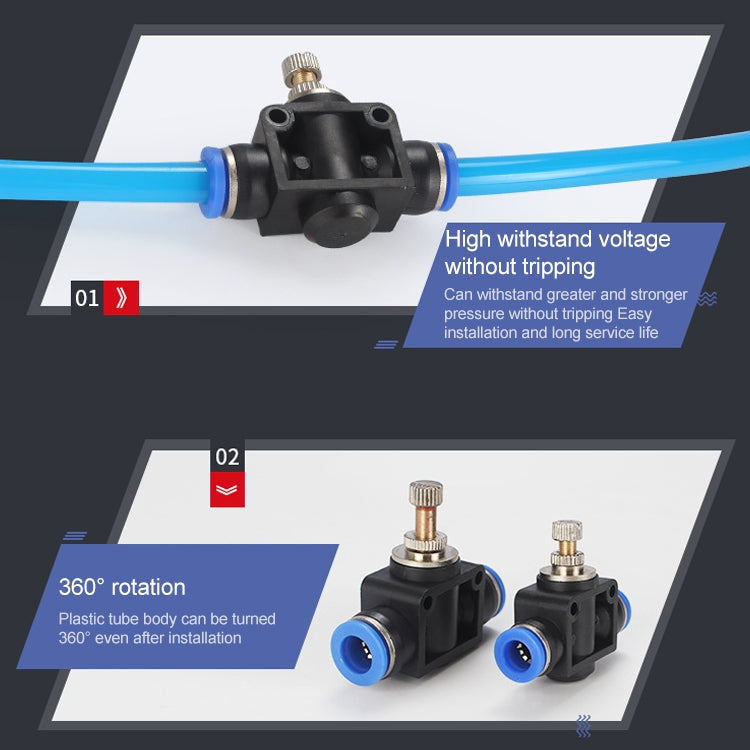 SA-4 LAIZE 2pcs Pipe Throttle Valve Quick Fitting Pneumatic Connector by LAIZE