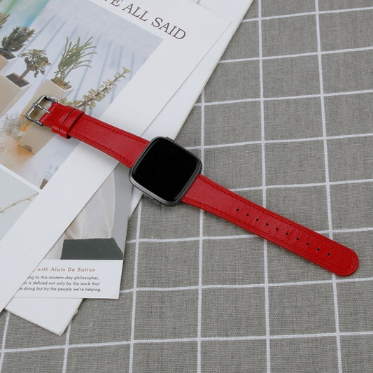 For Fitbit Versa 4 / Sense 2 Round Tail Genuine Leather Watch Band(Red) by buy2fix