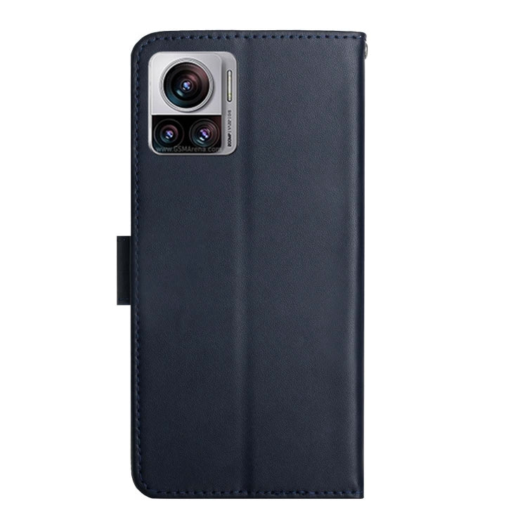 For Motorola Edge 30 Ultra/Moto X30 Pro Genuine Leather Fingerprint-proof Flip Phone Case(Blue) - Motorola Cases by buy2fix | Online Shopping UK | buy2fix