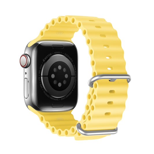 DUX DUCIS Sea Wave Silicone Watch Band For Apple Watch Series 8&7 45mm / SE 2&6&SE&5&4 44mm / 3&2&1 42mm(Yellow) by DUX DUCIS