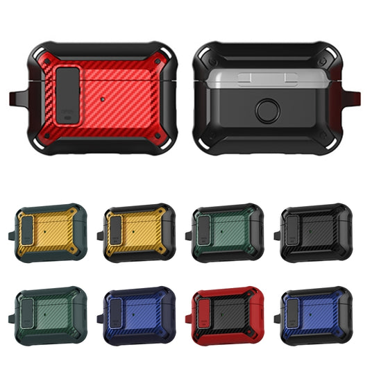 For AirPods Pro 2 Bumblebee Carbon Fiber Earphone Protective Case(Black Red) by buy2fix