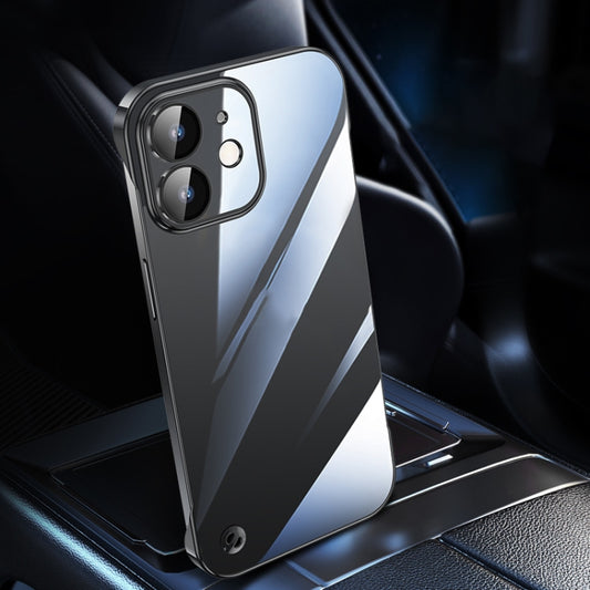For iPhone 12 Electroplating Frameless Clear PC Phone Case(Black) by buy2fix