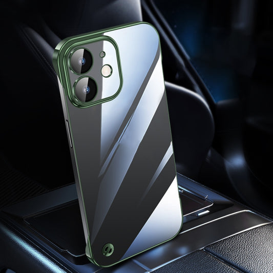 For iPhone 12 Electroplating Frameless Clear PC Phone Case(Green) by buy2fix