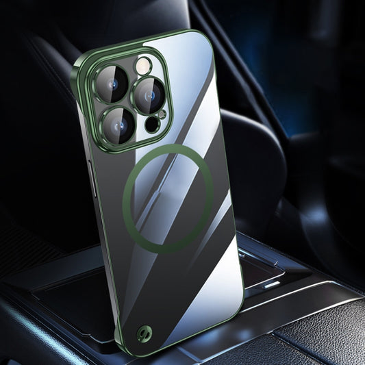 For iPhone 14 Pro Max Electroplating Frameless Magsafe Magnetic PC Phone Case(Green) by buy2fix