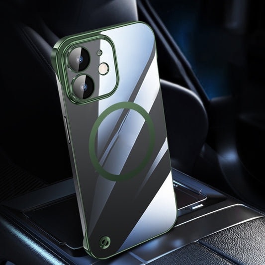 For iPhone 12 Electroplating Frameless Magsafe Magnetic PC Phone Case(Green) by buy2fix